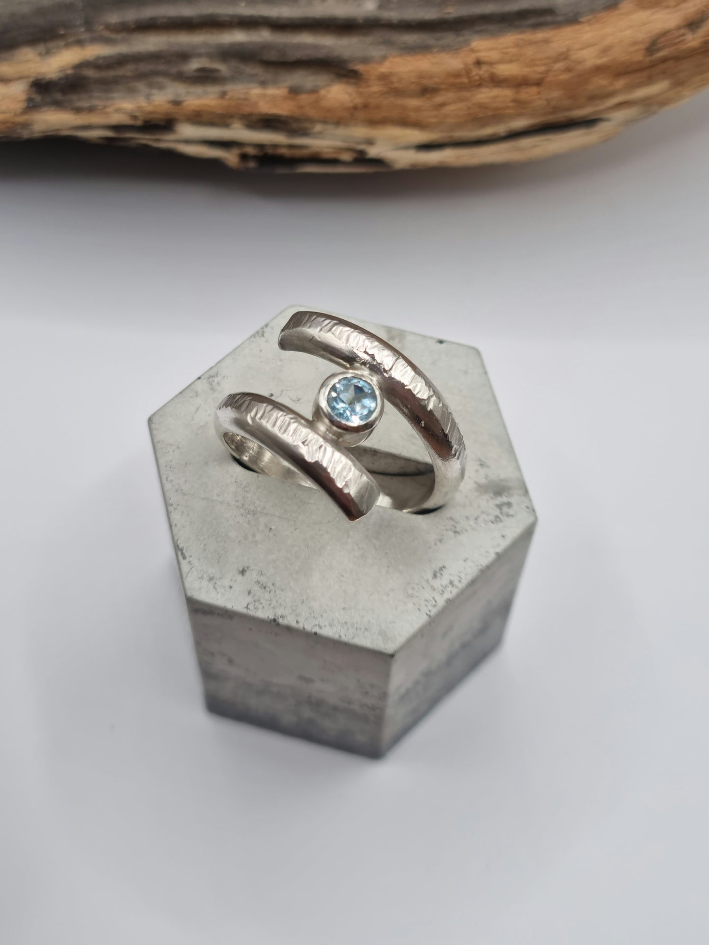 Sky Blue Topaz Sterling Silver Twist Ring