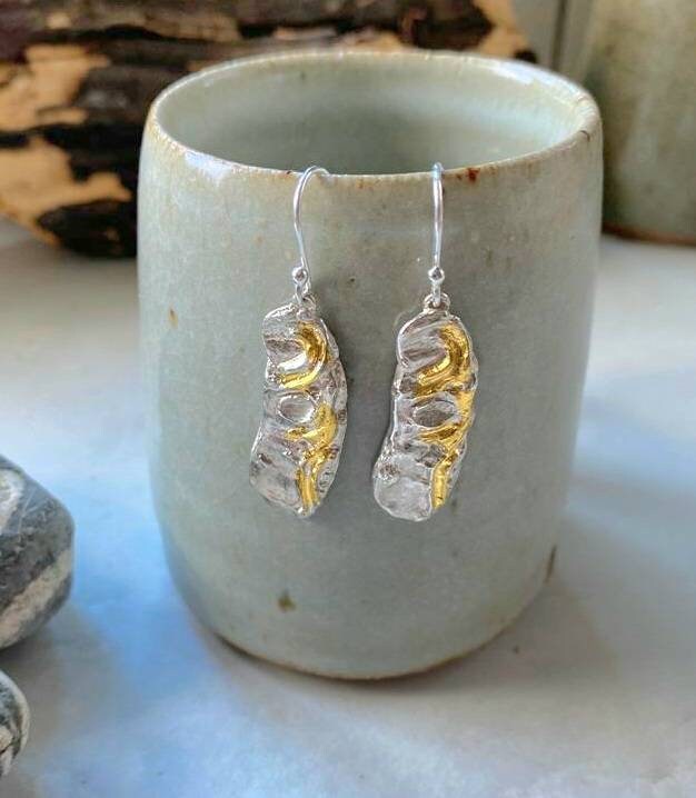 St Eia Silver and Gold Shell Earrings