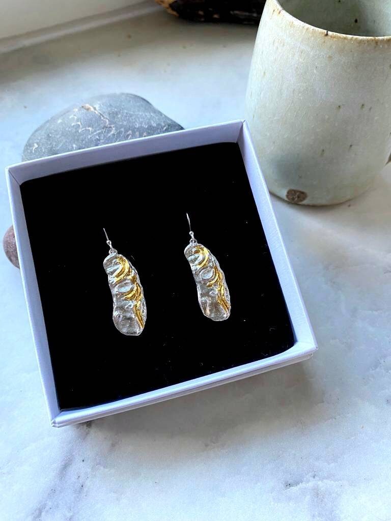 St Eia Silver and Gold Shell Earrings