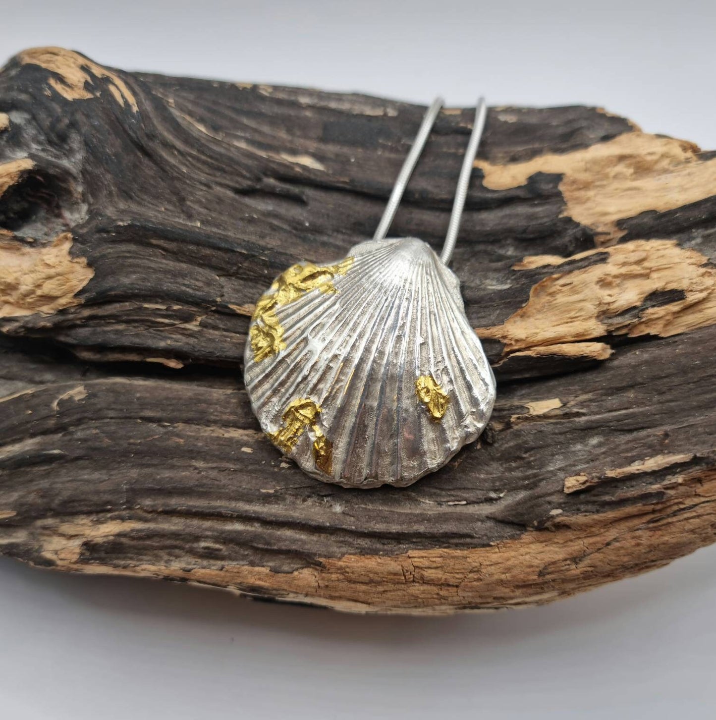 St Ives Silver Scallop Shell Necklace (large)