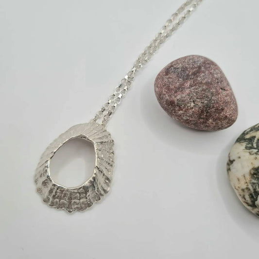 St Ives Silver Shell Necklace (large halo)